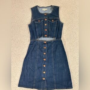 Madewell Blue Denim Sleeveless Cutout Mini Dress 0 XS